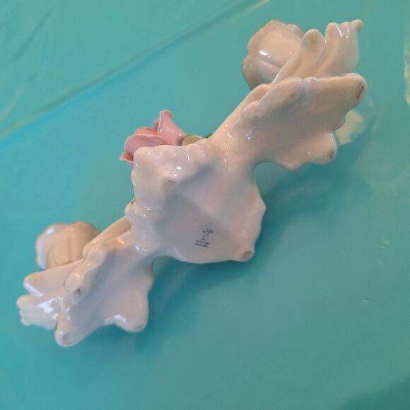 Vintage Dresden Double Candelabra Roses Candlestick Holder Capodimonte Style - Picture 12 of 14